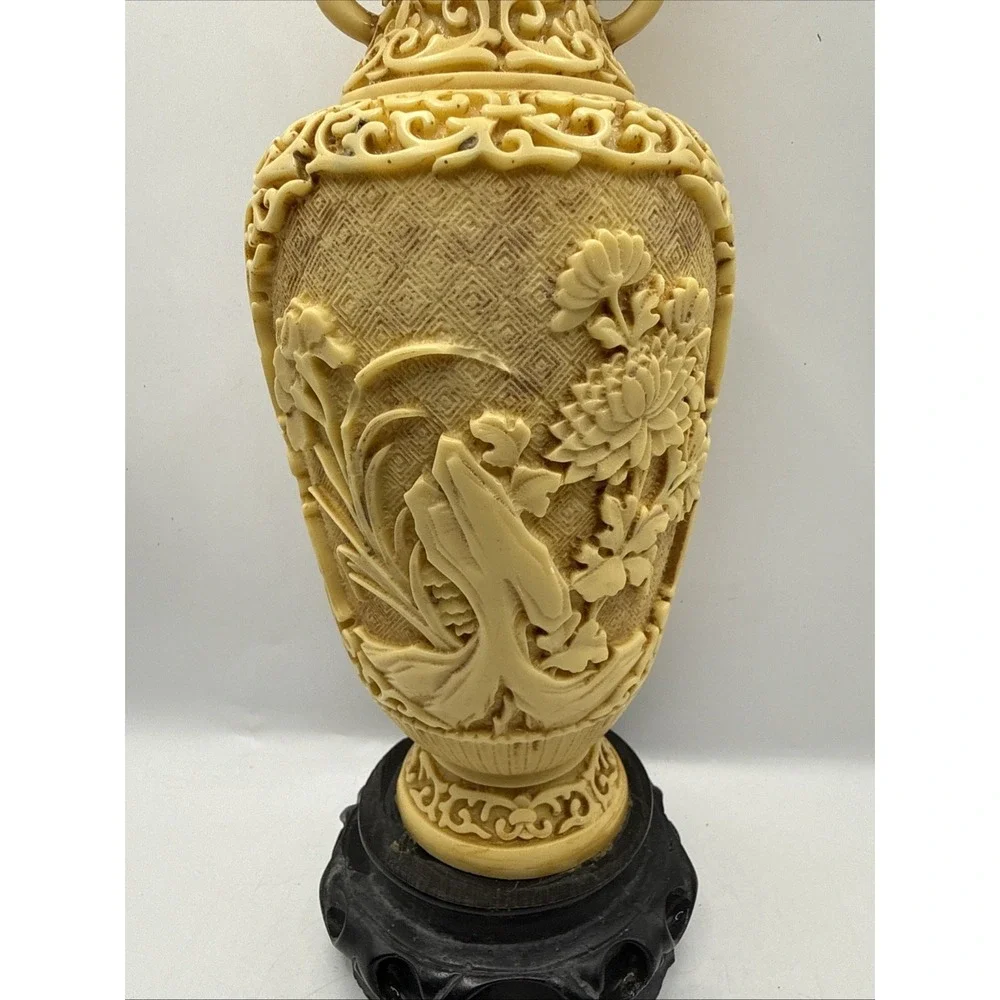 Antique Signed Chinese Carved Soapstone Vase Detailed Engraving Natural Stone11
